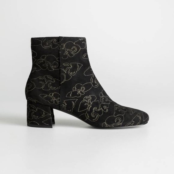 & Other Stories Embroidered Suede Boots - Picture 2 of 6